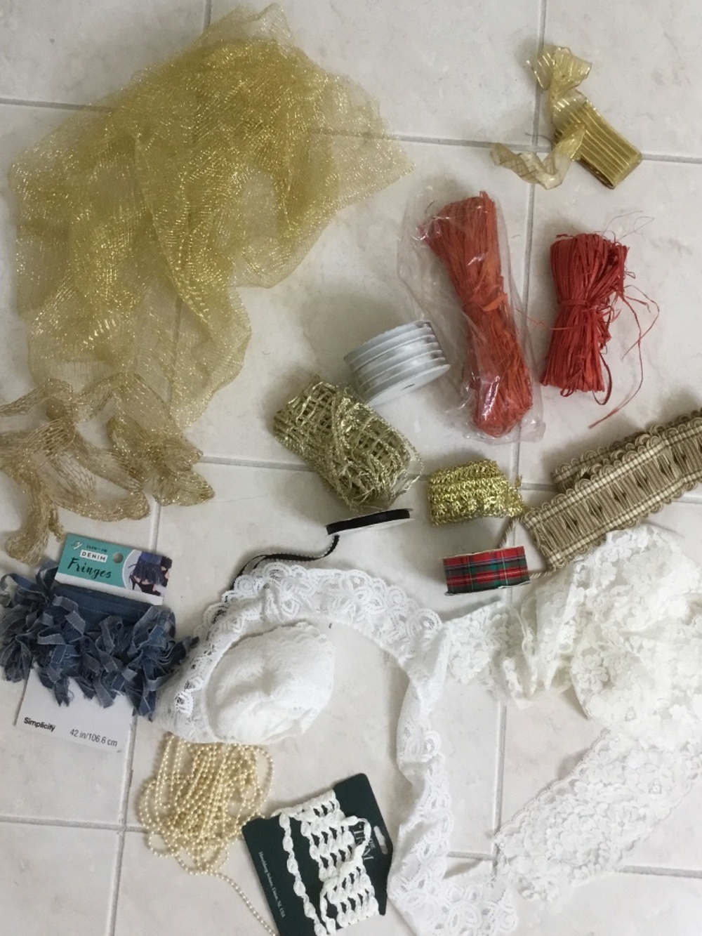Lot of 15+ Various Rolls of Craft  Ribbons And Trim